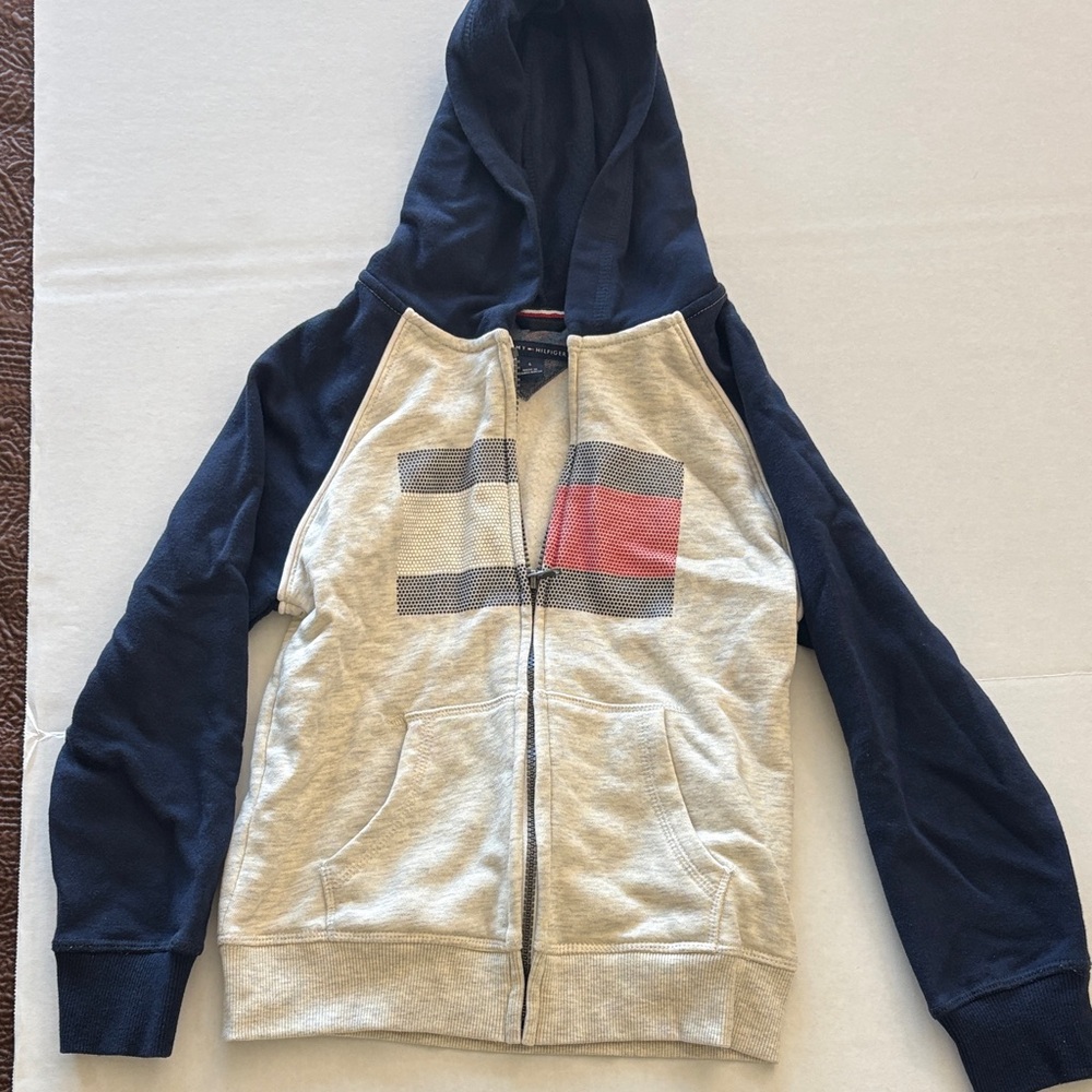 Tommy Hilfiger Navy and Gray Knitwear | Hoodie | Kids Size 6|